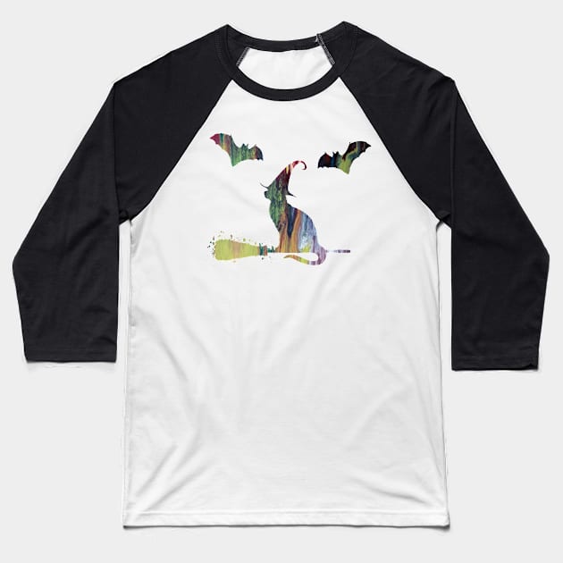 Witch cat Baseball T-Shirt by TheJollyMarten